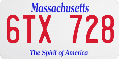 MA license plate 6TX728