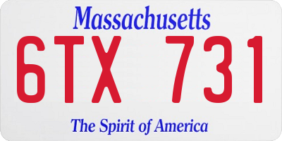 MA license plate 6TX731