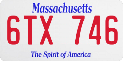 MA license plate 6TX746