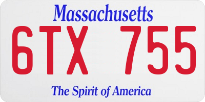 MA license plate 6TX755