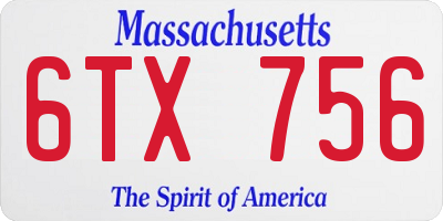 MA license plate 6TX756