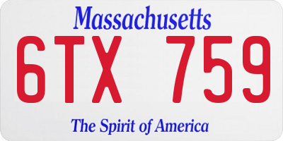 MA license plate 6TX759