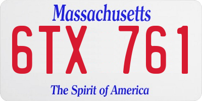 MA license plate 6TX761