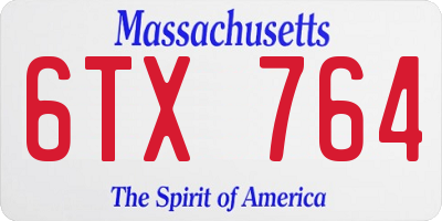 MA license plate 6TX764