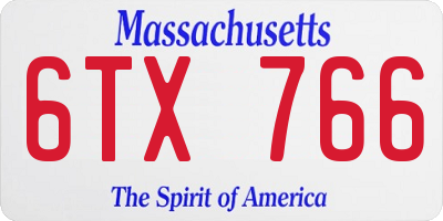 MA license plate 6TX766