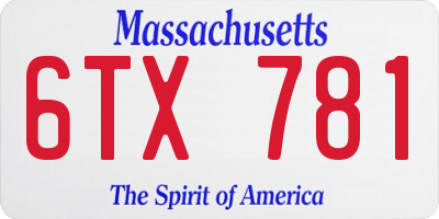 MA license plate 6TX781
