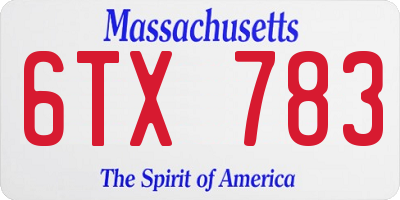MA license plate 6TX783
