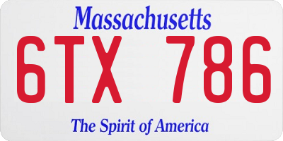 MA license plate 6TX786