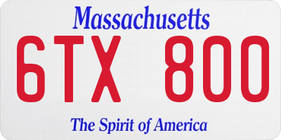 MA license plate 6TX800
