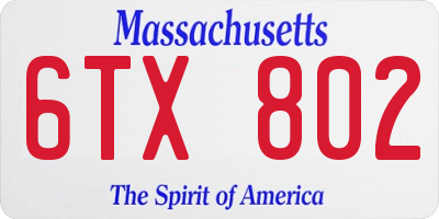 MA license plate 6TX802
