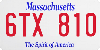 MA license plate 6TX810