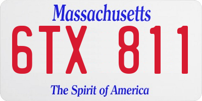 MA license plate 6TX811
