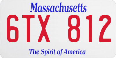 MA license plate 6TX812