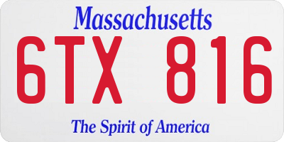 MA license plate 6TX816