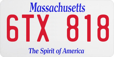 MA license plate 6TX818