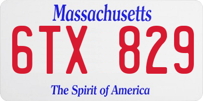 MA license plate 6TX829