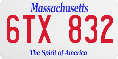 MA license plate 6TX832