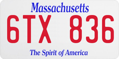 MA license plate 6TX836