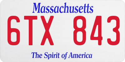 MA license plate 6TX843