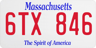 MA license plate 6TX846
