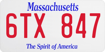MA license plate 6TX847