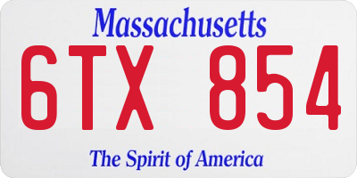 MA license plate 6TX854