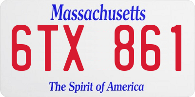 MA license plate 6TX861