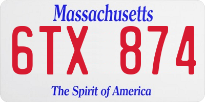 MA license plate 6TX874
