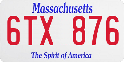 MA license plate 6TX876