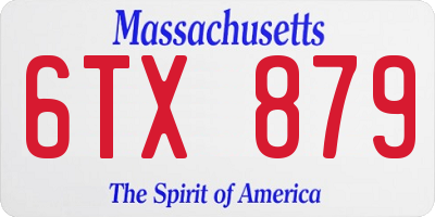 MA license plate 6TX879