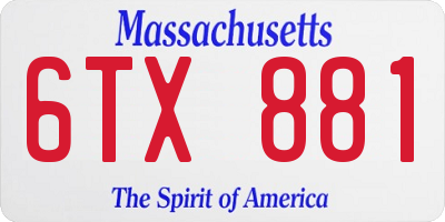 MA license plate 6TX881