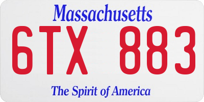 MA license plate 6TX883