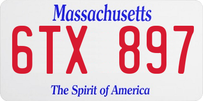 MA license plate 6TX897