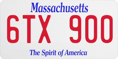 MA license plate 6TX900