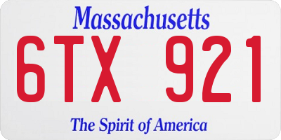 MA license plate 6TX921