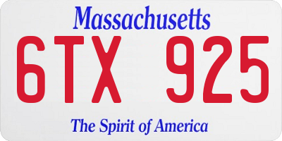 MA license plate 6TX925