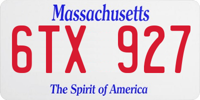MA license plate 6TX927