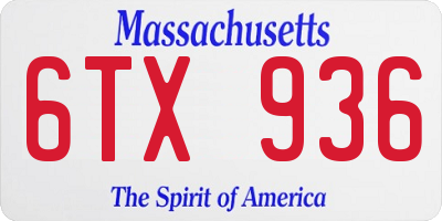 MA license plate 6TX936
