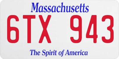 MA license plate 6TX943