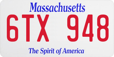 MA license plate 6TX948