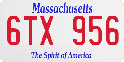 MA license plate 6TX956