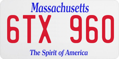 MA license plate 6TX960