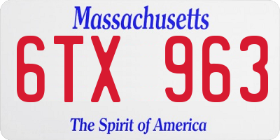MA license plate 6TX963