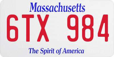 MA license plate 6TX984