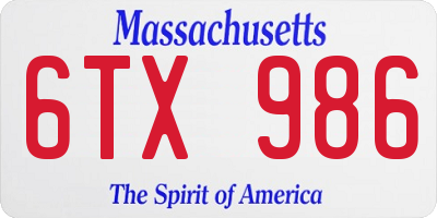 MA license plate 6TX986