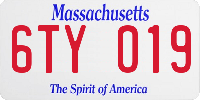 MA license plate 6TY019