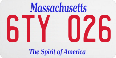 MA license plate 6TY026