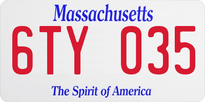 MA license plate 6TY035
