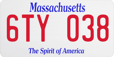 MA license plate 6TY038