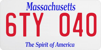 MA license plate 6TY040